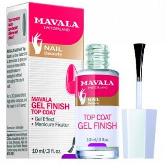 Mavala Gel Finish Top Coat with gel effect prevents nail chipping and premature polish peeling 10 ml