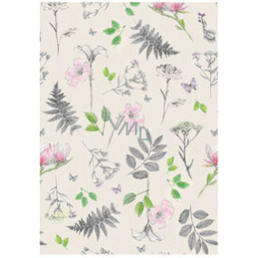 Ditipo Gift wrapping paper 70 x 200 cm Light green, ferns and flowers