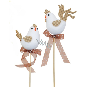 Hen with ribbon recess 6 cm + skewers white 1 piece