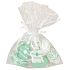 Plastic turquoise eggs for hanging 4 cm, 8 pieces in a bag with 2 flowers