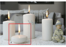 Lima Ice pastel candle white floating lens 70 x 30 mm 1 piece