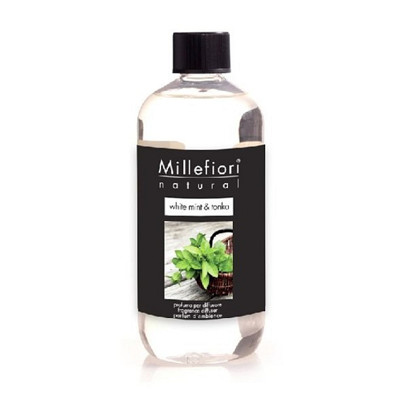 Millefiori Milano Natural White Mint & Tonka - White Mint and Tonka Beans Diffuser Refill for Fragrance Sticks 250 ml