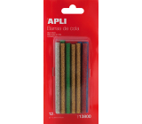 Apli Fusible sticks with glitter 7.5 mm x 10 cm, mix of colors 12 pieces