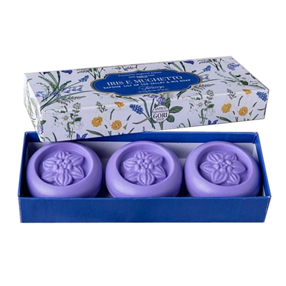 Antico Saponificio Gori Fiorenza Iris e Mughetto handmade Italian soap 3 x 90 g