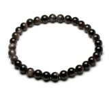 Agate black bracelet elastic natural stone, ball 6 mm / 16 - 17 cm, adds recoil and strength