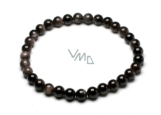 Agate black bracelet elastic natural stone, ball 6 mm / 16 - 17 cm, adds recoil and strength