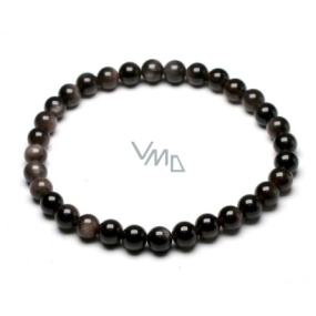 Agate black bracelet elastic natural stone, ball 6 mm / 16 - 17 cm, adds recoil and strength