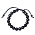 Obsidian Fitness, Weight loss bracelet natural stone, hand knitted, adjustable size, ball 10 mm, rescue stone