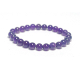 Amethyst bracelet elastic natural stone, ball 7 - 8 mm / 16 - 17 cm, stone of kings and bishops