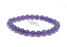 Amethyst bracelet elastic natural stone, ball 7 - 8 mm / 16 - 17 cm, stone of kings and bishops