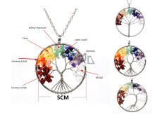 7 chakras Tree of Life pendant natural stone, healing, chain length: 45 + 5 cm