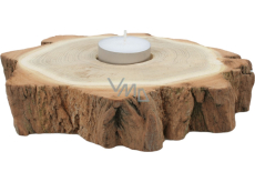 Wooden candle holder for tea light candle diameter approx. 10 cm with bark