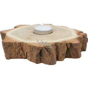 Wooden candle holder for tea light candle diameter approx. 10 cm with bark