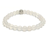 Agate white bracelet elastic natural stone, ball 6 mm / 16-17 cm, provides peace and tranquility