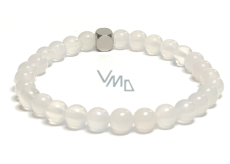 Agate white bracelet elastic natural stone, ball 6 mm / 16-17 cm, provides peace and tranquility