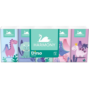 Harmony Dino 3-ply children's paper handkerchiefs, 10× 10 pcs