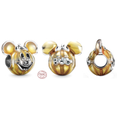 Charm Sterling silver 925 Disney Mickey Mouse pumpkin shaped bead on Halloween bracelet