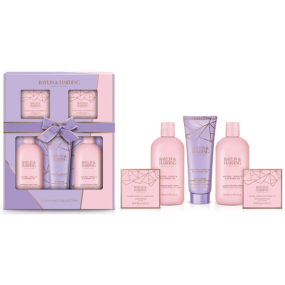 Baylis & Harding Jojoba and Vanilla shower gel 300 ml + shower cream 300 ml + body lotion 130 ml + solid soap 150 g + bath crystals 100 g, cosmetic set for women