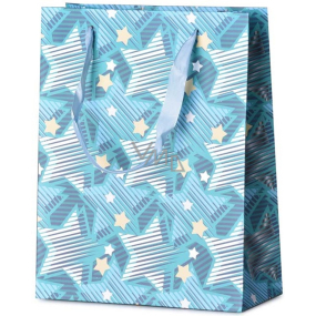 Emocio Gift paper bag 18 x 23 cm poinsettia blue