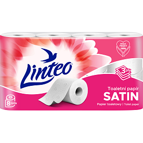 Linteo 3-ply toilet paper, 8 rolls, 15 m roll