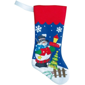 Santa Claus / Santa Christmas stocking with snowman or Santa for gifts blue 47 cm 1 piece