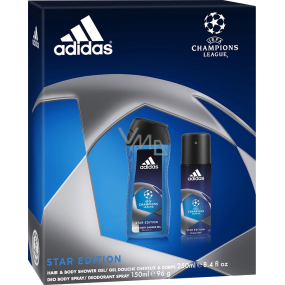 Adidas Champions League Star Edition deodorant spray 150 ml + shower gel 250 ml, for men cosmetic set
