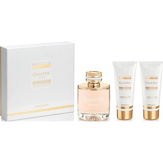 Boucheron Quatre Femme perfumed water for women 100 ml + body lotion 100 ml + shower gel 100 ml, gift set