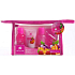 Idc Institute Fruit & Care Black Plum, Orange and Strawberry Travel set shower gel 70 ml + shampoo 70 ml + body lotion 50 ml + peeling 50 ml + case, cosmetic set