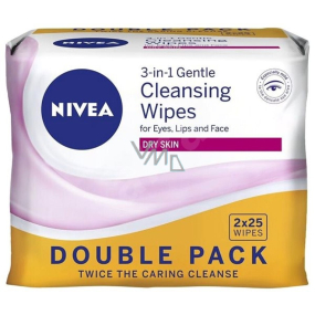 Nivea 3in1 Soothing Gentle Cleansing Wipes Dry and Sensitive Skin Duo 2 x 25 pieces