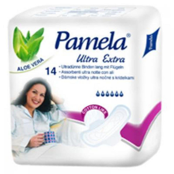 Pamela Ultra Extra Cotton Like sanitary pads with wings 14 pieces