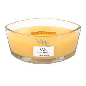 WoodWick Seaside Mimosa - Coast Mimosa scented candle with wooden wide wick and glass boat lid 453 g