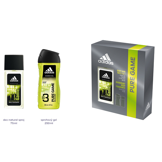 Adidas Pure Game perfumed deodorant glass for men 75 ml + shower gel 250 ml, cosmetic set