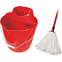 Spokar Mop set, cotton mop including bucket and wringer, red