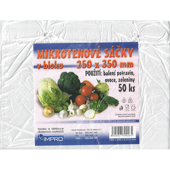 Impro Microtene bag in block 250 x 350 x 0,010 mm 50 pcs