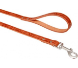 B&F Leather Adjustable Leash Grazl Acorn Leaf Pattern Cognac Color 1.6 x 120 cm