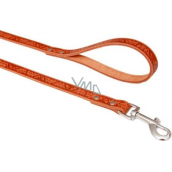 B&F Leather leash switch Grazl pattern acorn leaf color cognac 1.6 x 120 cm