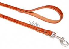 B&F Leather leash switch Grazl pattern acorn leaf color cognac 1.6 x 120 cm