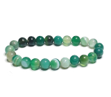 Agate green lace bracelet elastic natural stone, ball 8 mm / 16-17 cm, symbolizes the element of earth