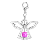 Guardian angel pendant with dark pink seed bead 29 x 37 mm 1 piece