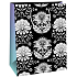 Ditipo Gift paper bag 22 x 10 x 29 cm Kreativ Black white flowers green glitter
