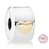 Charm Sterling Silver 925 Heart Gold-Plated, Stopper, Clip Bead for Love Bracelet