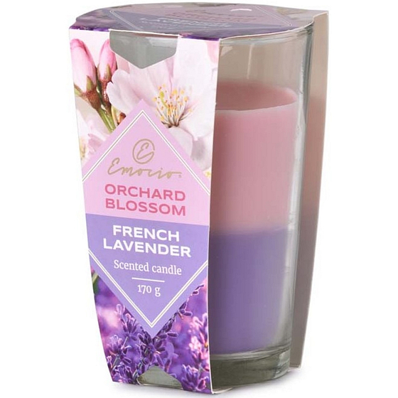 Emocio Orchard Blossom & French Lavender - Blossoming flowers and lavender two-colour scented candle glass 76 x 118 mm 170 g