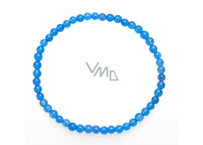 Agate blue light bracelet elastic natural stone, ball 4 mm / 19 cm