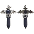 Goldstone blue cross made of alloy and natural stone 5.3 x 3.7 x 12 mm, stone of ambition