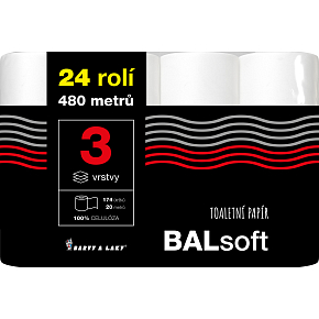 BALsoft 3-ply toilet paper, 24 rolls, 20 m roll