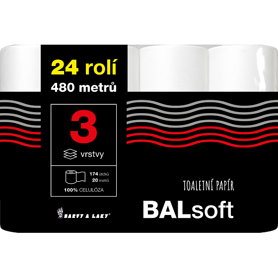 BALsoft 3-ply toilet paper, 24 rolls, 20 m roll
