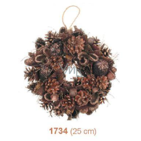 Wreath brown decor mix with copper glitters 25 cm