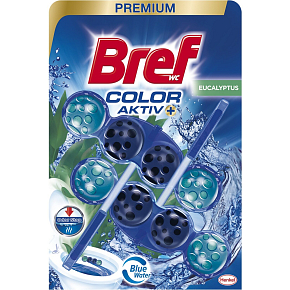 Bref Blue Aktiv Eucalyptus WC block for hygienic cleanliness and freshness of your toilet, colors the water in a blue shade 2 x 50 g