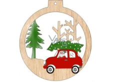 Albi Wooden carved Christmas ornament Car 9.5 x 8.5 cm
