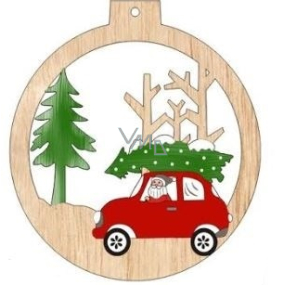 Albi Wooden carved Christmas ornament Car 9.5 x 8.5 cm